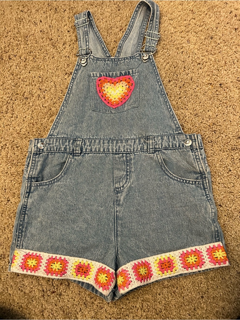 Light Blue Denim Shorts Overalls Girls Size 10